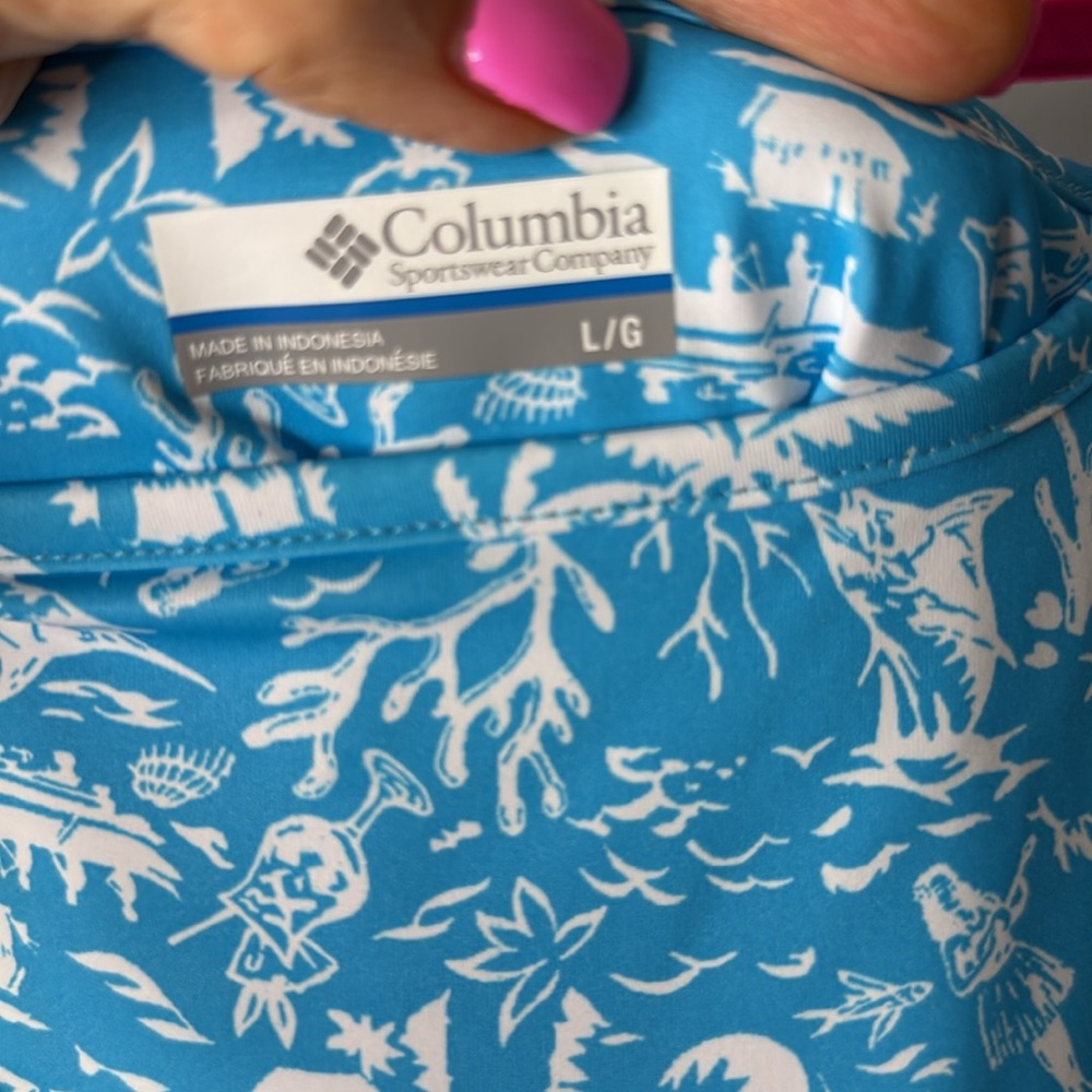 NWOT Columbia Sportswear Women's PFG Freezer Dress, Blue & White, Size Large. - Picture 4 of 12